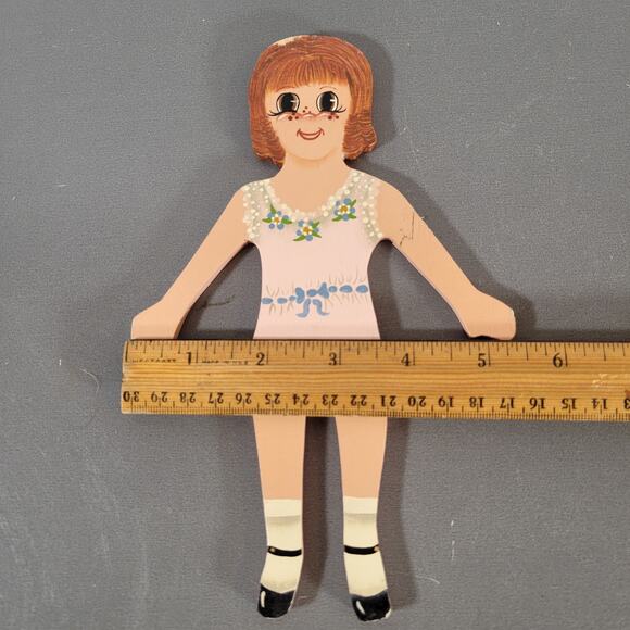 Vintage Wooden Paper Dolls with Handmade Outfits Set of 2 Collectible - Picture 3 of 16